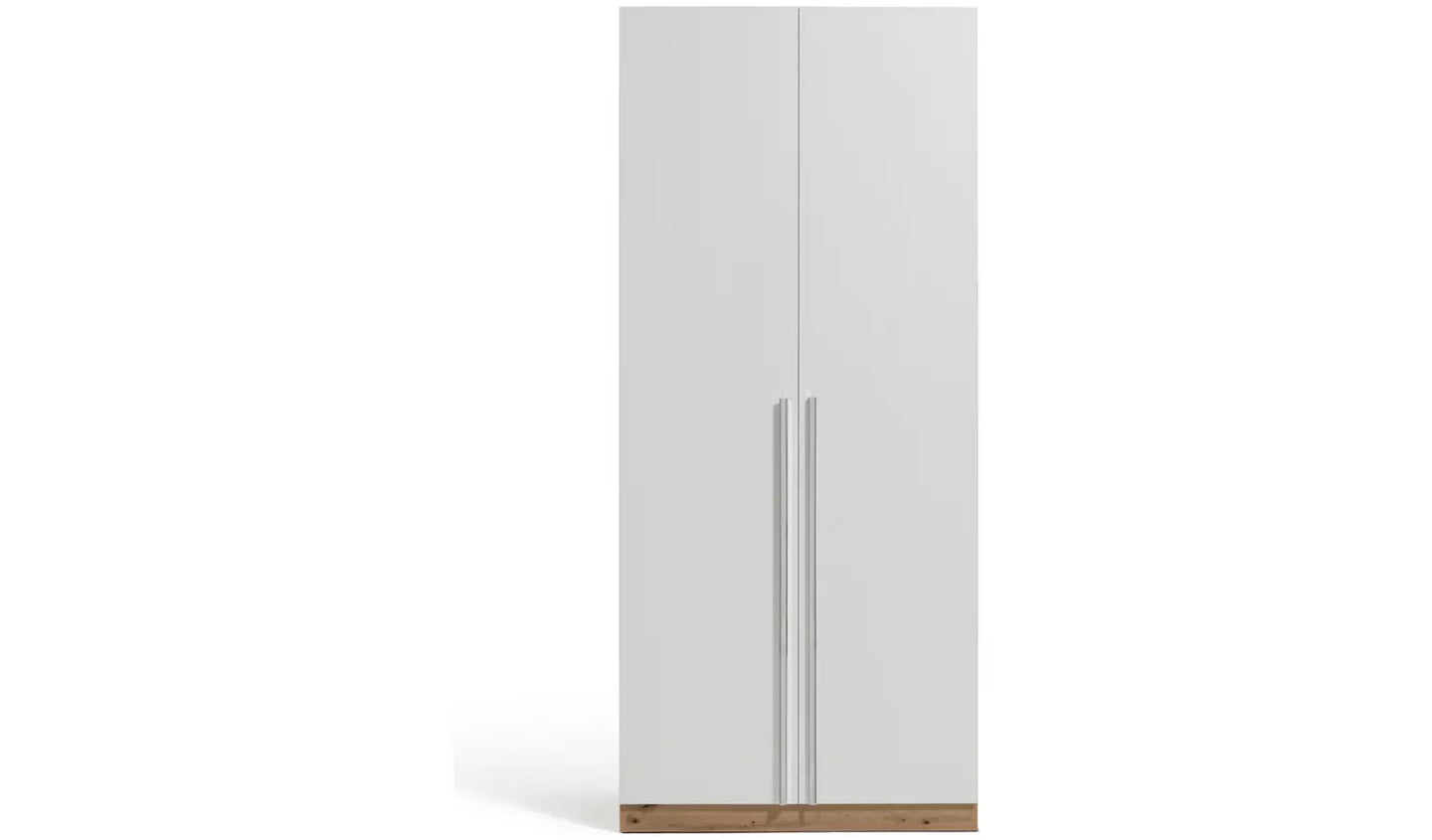 Assembled Habitat Munich 2 Door Wardrobe - White & Oak Effect